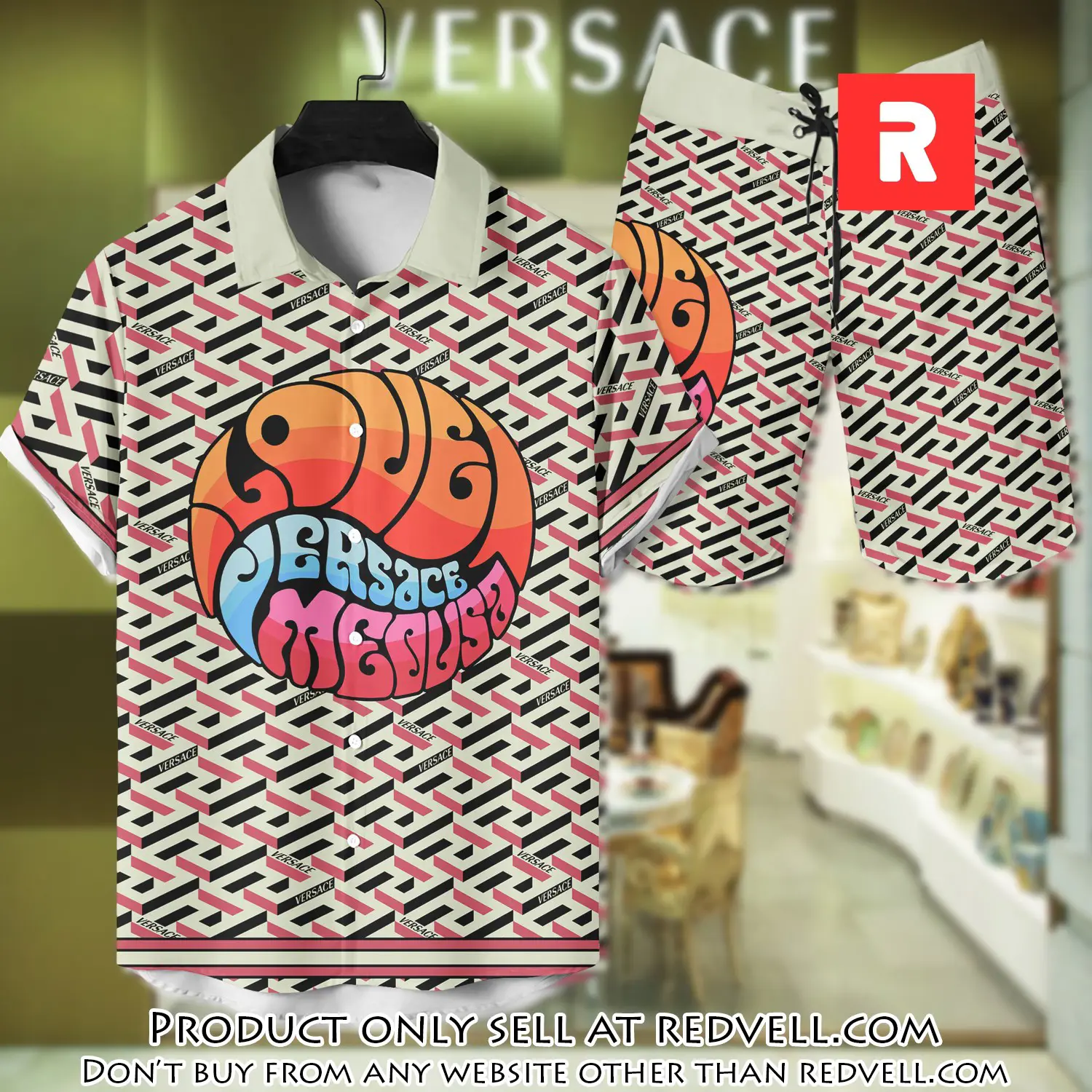 Versace luxury hawaiian shirt & short set lhs1208 rv4054304